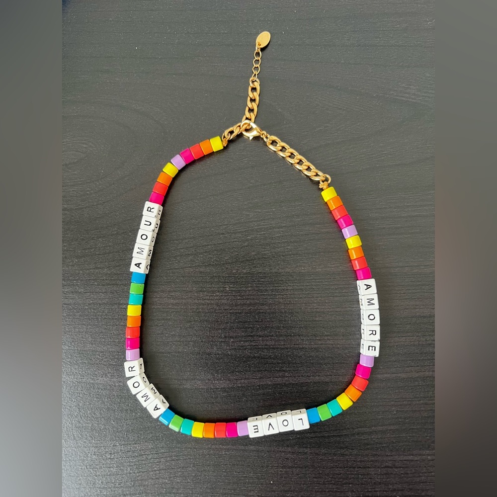 Amour/Love Rainbow beaded necklace